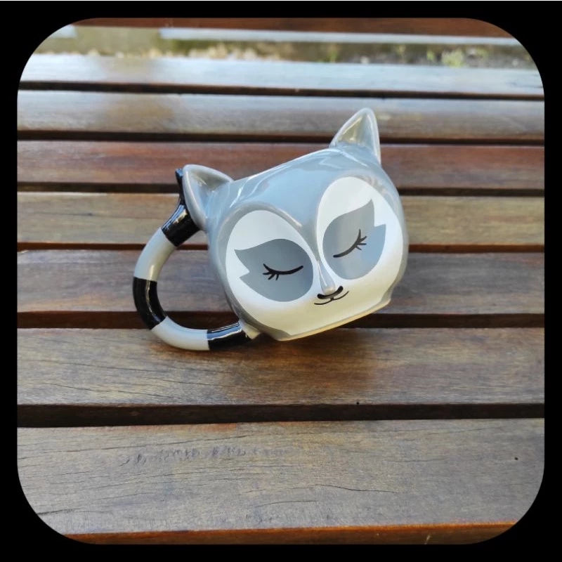 Caneca 3D Guaxinim Animal formato bicho bichinho cerâmica xícara decorada fofo cachepo vaso