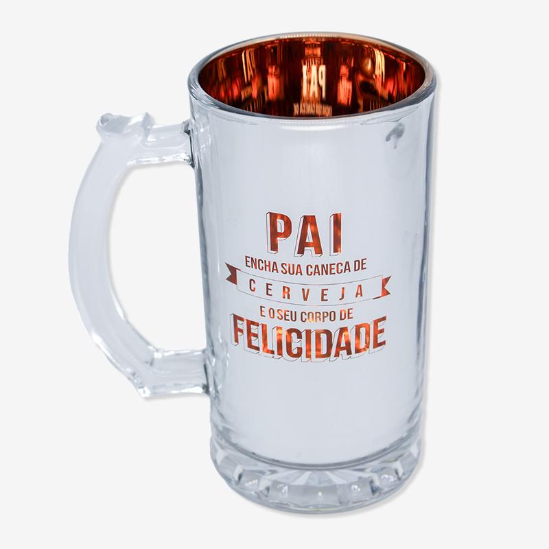 CANECA DE CHOP 450ML ELETROSTATICA PAI FELICIDADE
