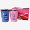 KIT COPO VIAGEM SNAP 300ML STITCH E ANGEL NAMORADOS