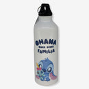 GARRAFA DE ALUMINIO BRANCA 500ML C/MOSQUETAO STITCH CUTE