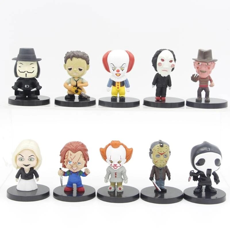 🎃 Figuras de Horror PVC – Jason, Freddy e Palhaço | Presente Halloween