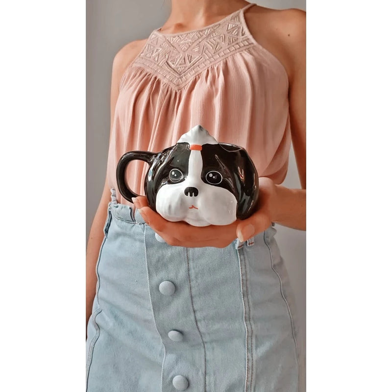 Caneca 3D Cachorro Shih-tzu Preta