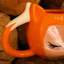 Caneca Raposa 300ml 3D em Cerâmica Artesanal Decoração Presente Criativo